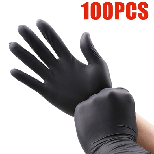100pack/150gpowder Free Black Nitrile Gloves Kitchen Household Clean