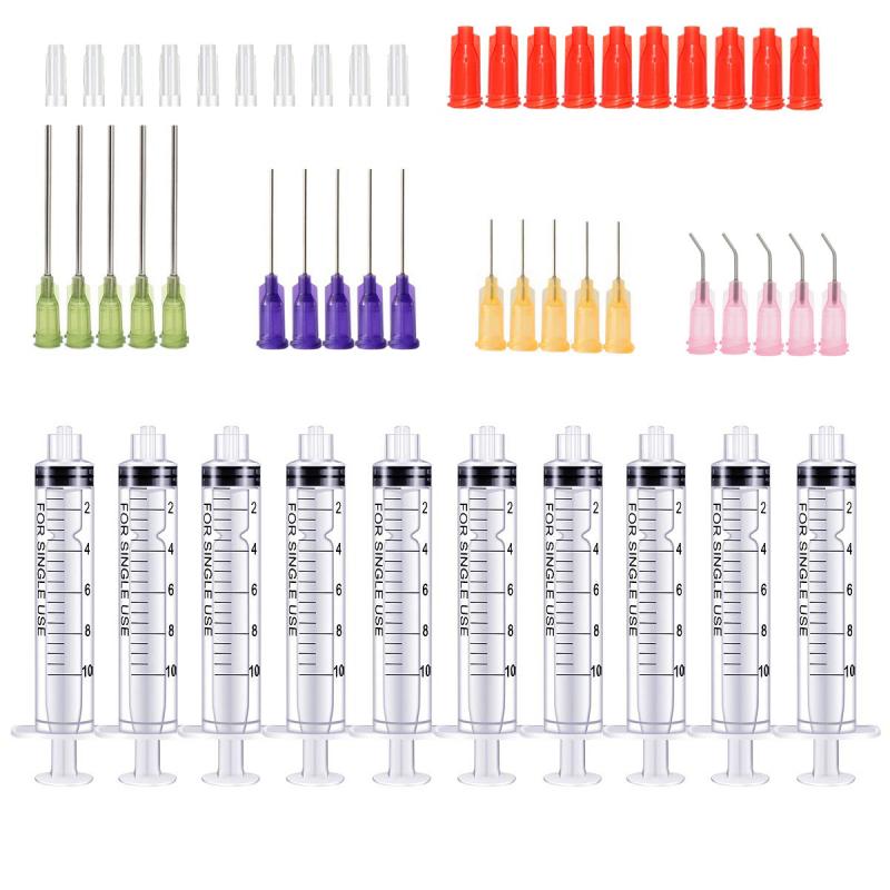 50pack Syringes With 14ga-23ga Blunt Tip Needles With Syringe Caps And