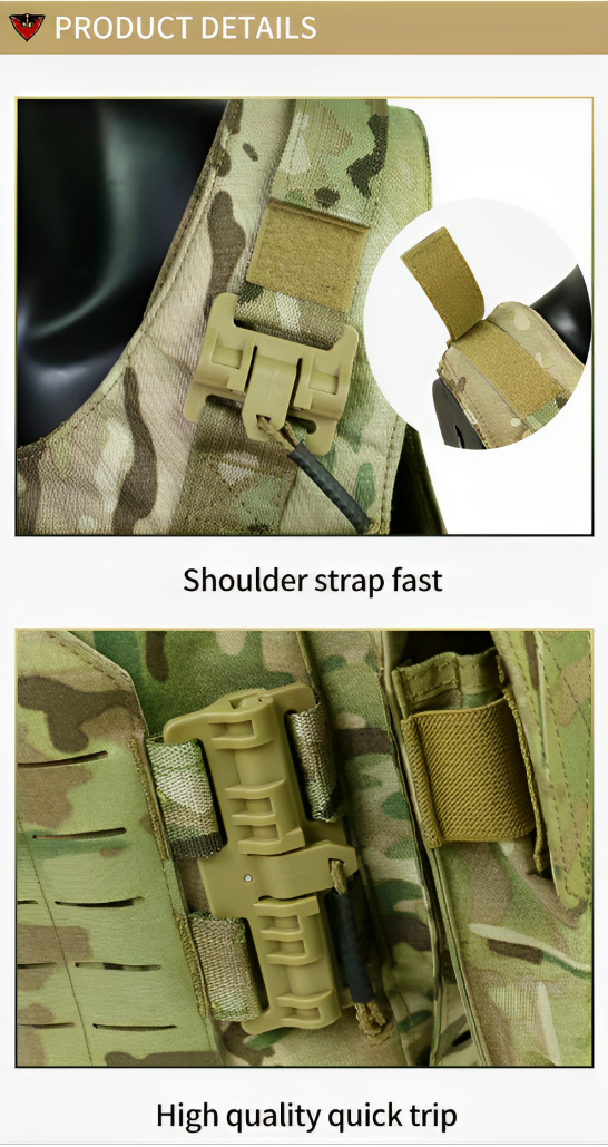 Highly Modular Tactical Vest | Outdoor Camping Plate | Shoulder Guard Multicam Vest | Oxford Fabric Plate Carrier Tactical Vest