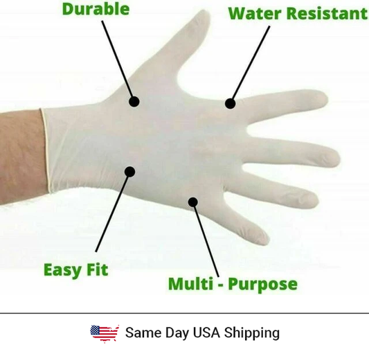 Disposable Latex Hand Gloves - 100Pcs - USA Medical Supply