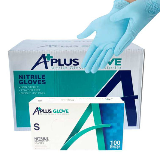 "A+ Plus" Nitrile Gloves -10 Boxes - 1000 PCS (8.99$/Box of 100pcs-100% Nitrile Patient Examination Gloves/ FDA 510(K), 4Mil) - USA Medical Supply