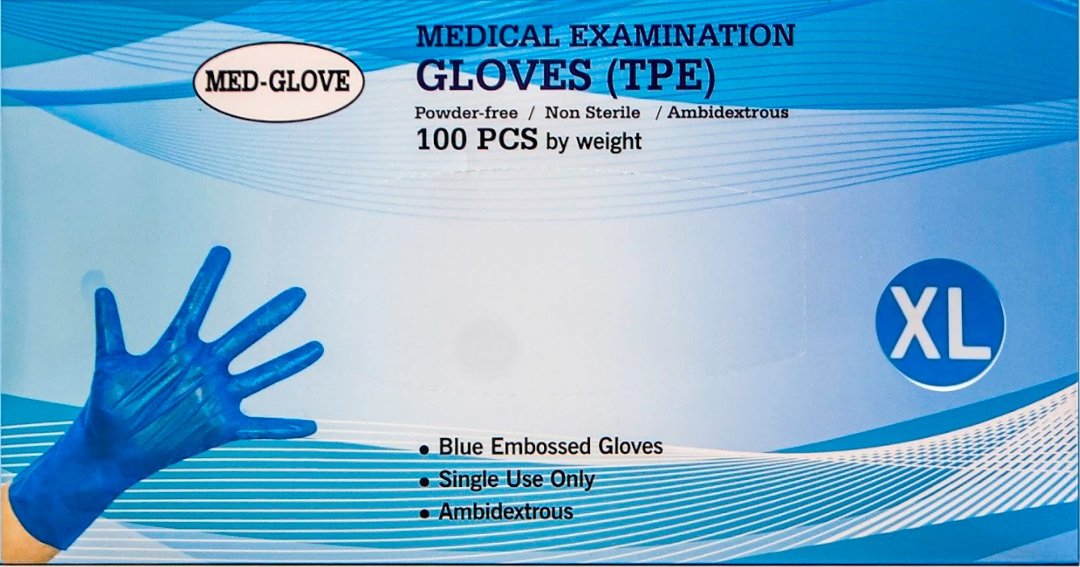 "Med-Glove" 1Box TPE (Thermo Plastic Elastomer Gloves) - Medical Examination Gloves $11.99/ Box (100Pcs/Box) - USA Medical Supply