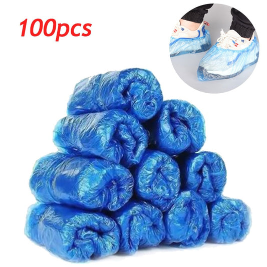 100 PCS Plastic Disposable Shoe Covers Cleaning Overshoes Waterproof