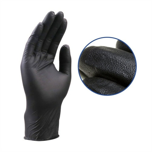 100pack/150gpowder Free Black Nitrile Gloves Kitchen Household Clean