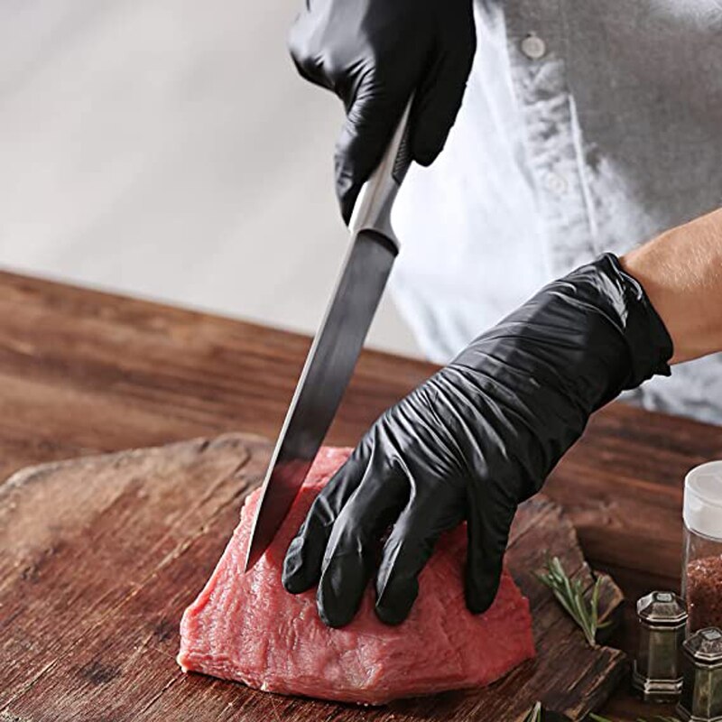 20Pcs Nitrile Disposable Gloves Waterproof Latex Free Black Cooking