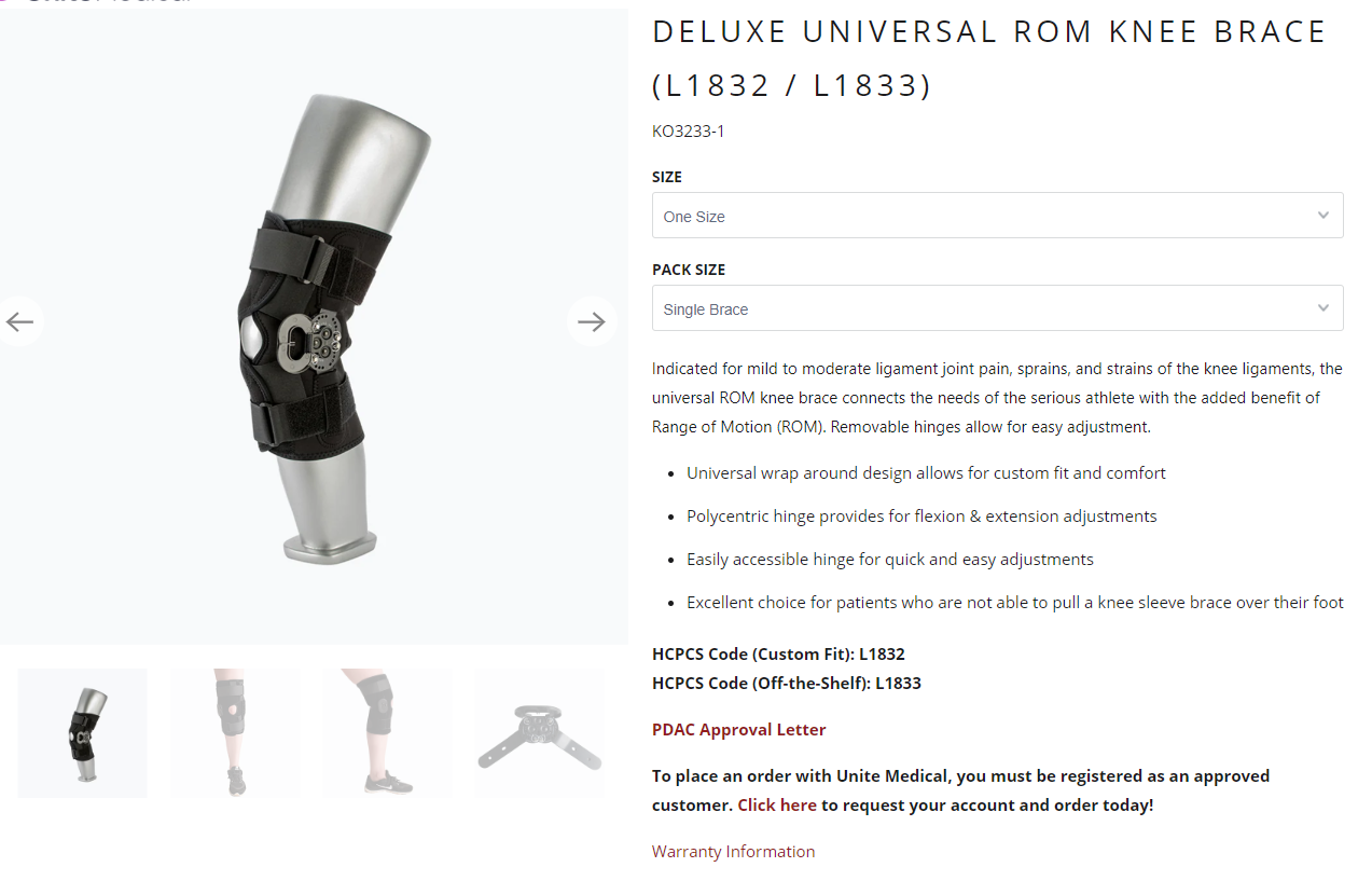 Deluxe Universal ROM Knee Brace