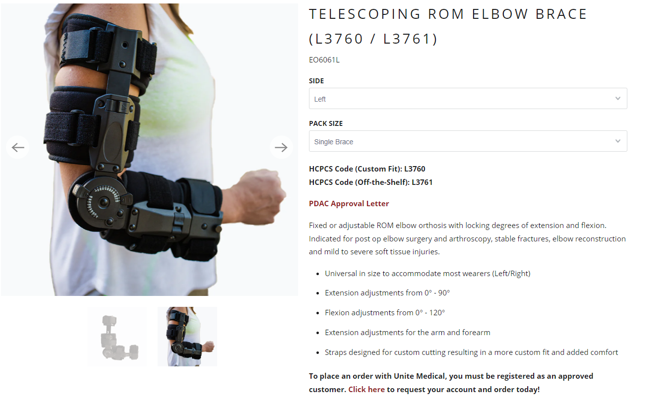 Telescoping ROM Elbow Brace