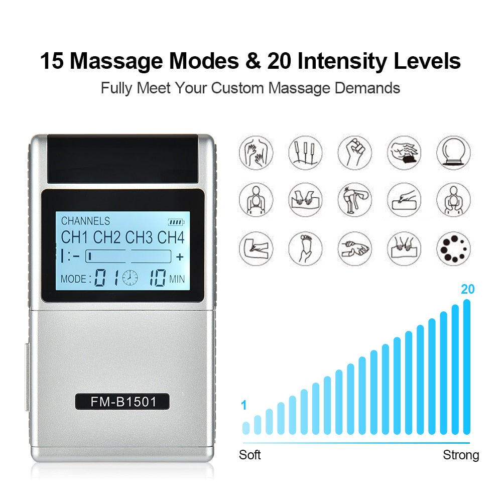 15 Mode Electric Tens Muscle Stimulator Ems Acupuncture Body Massage