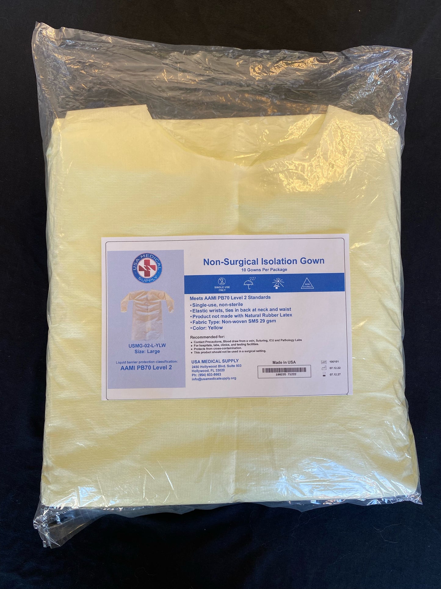 Level II Disposable Non-Surgical Isolation Gown, Made in USA $3.99/piece