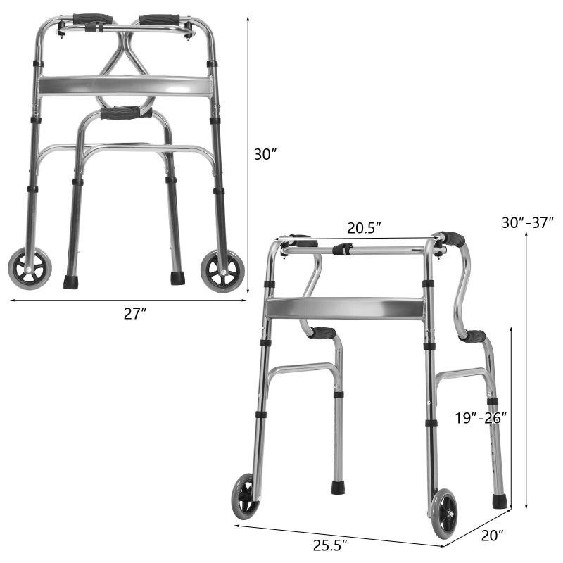 Bi-Level Armrests Adjustable Rehabilitation Equipment Folding Walker