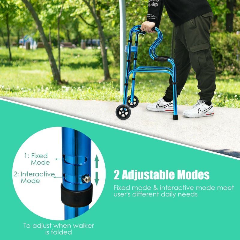 Bi-Level Armrests Adjustable Rehabilitation Equipment Folding Walker