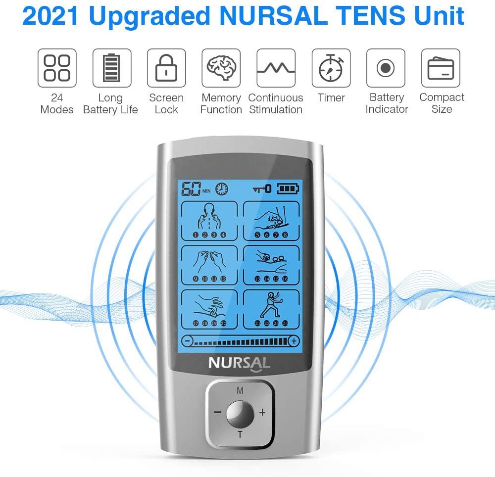 NURSAL 24 Modes Dual Channel TENS Machine EMS Unit Muscle