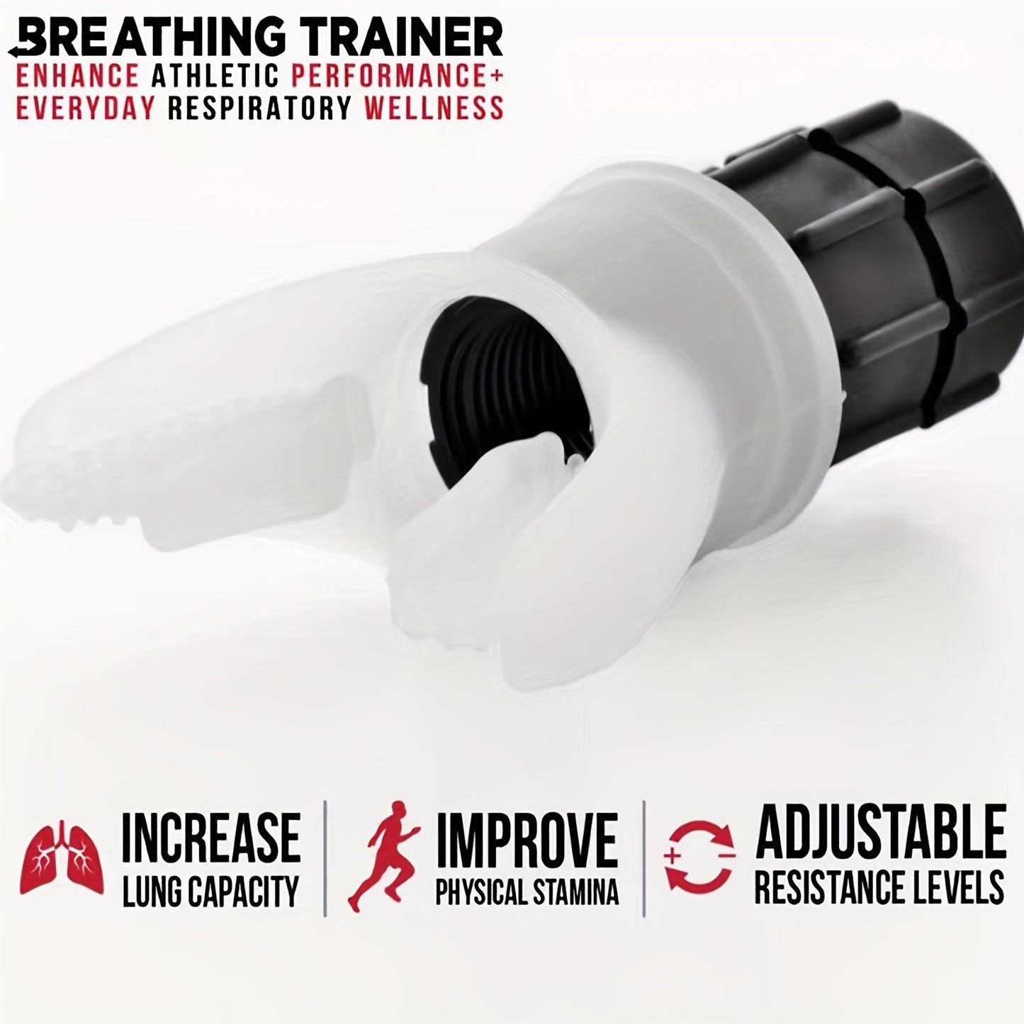 Portable Silicone Lung Breathing Training Device, Aerobic Adjustable Resistance Exercise Device, Quickly Increase Lung Capacity, Useful Fitness Breathing Exerciser