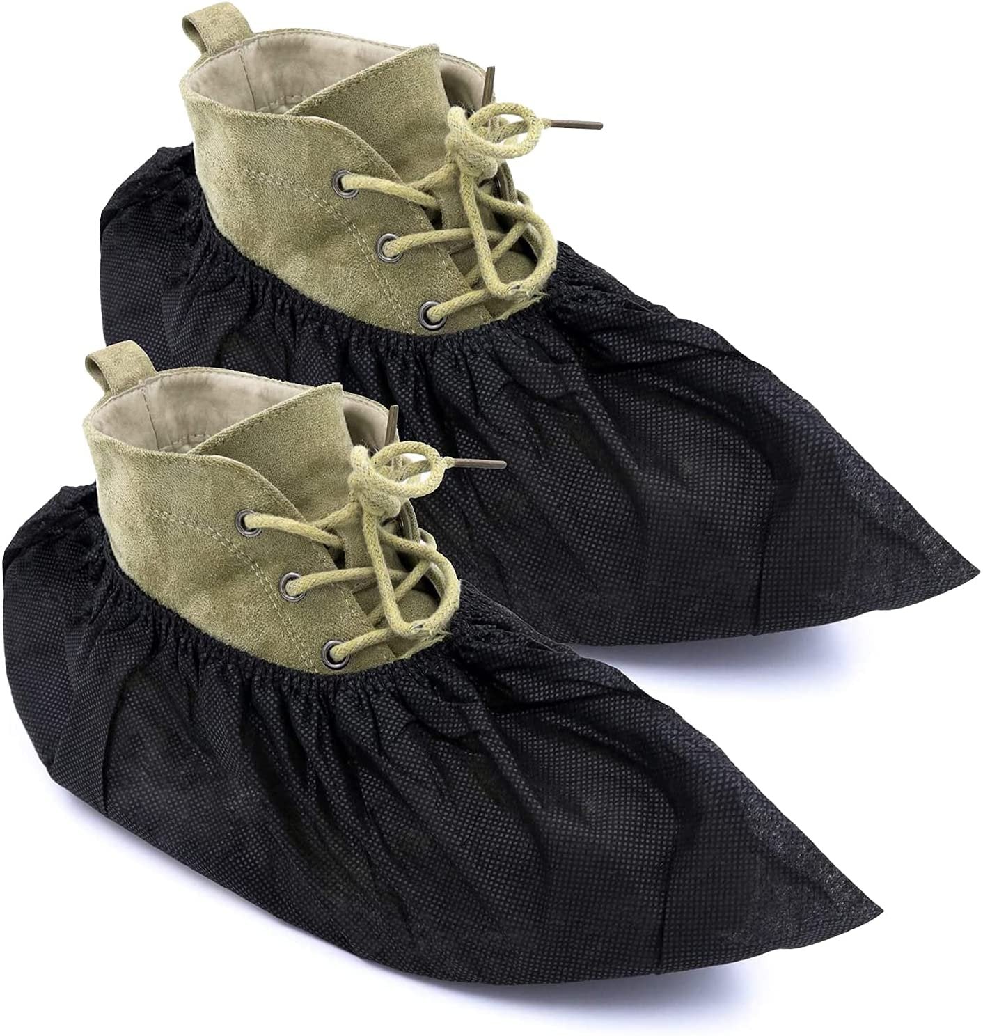 Disposable Shoe Covers 16 inches x 6 inches. Pack of 100 Black Boots