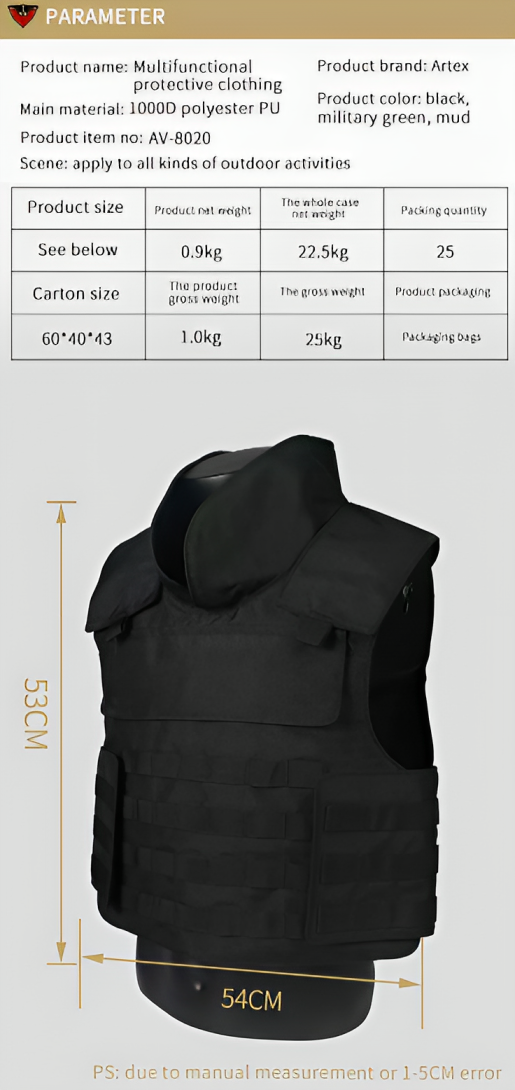 Soft Body Armor | Coat Pluggable Plate Bulletproof Vest | Military Tactical Vest