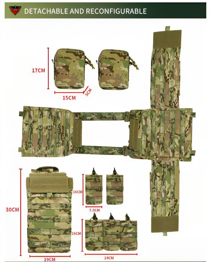 Chaleco Tactical Safety Molle with Pouches Plate Carrier Vest