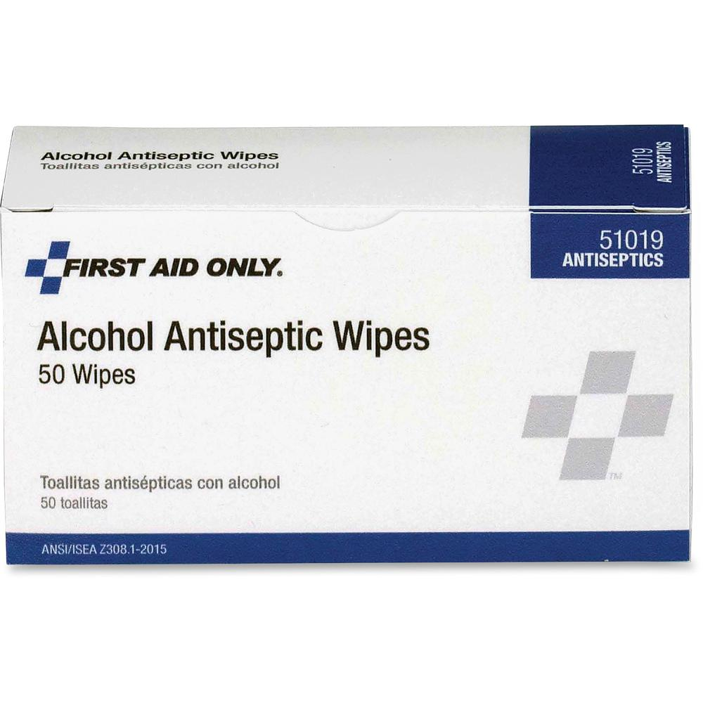 First Aid Only Alcohol Prep Pads - 50 / Box - White - USA Medical Supply