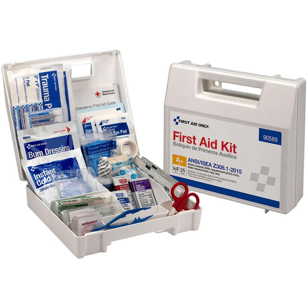 First Aid Only 25-Person Bulk Plastic First Aid Kit - ANSI Compliant - 141 x Piece(s) For 25 x Individual(s) - 1 Each - USA Medical Supply