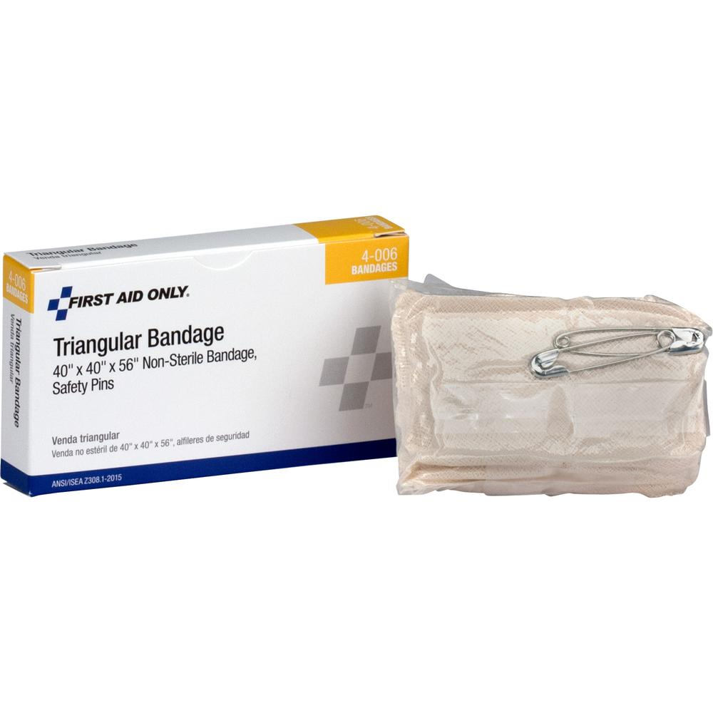 First Aid Only 40" Triangular Bandage - 4" x 2.25" - 1/Each - 100 Per Carton - Off White - USA Medical Supply