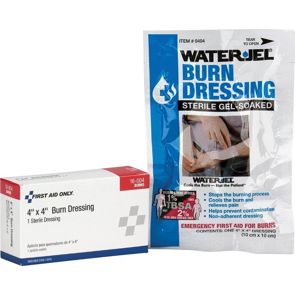First Aid Only Water Jel Burn Dressing - 4" x 4" - 1Each - 1 Per Box - White - USA Medical Supply