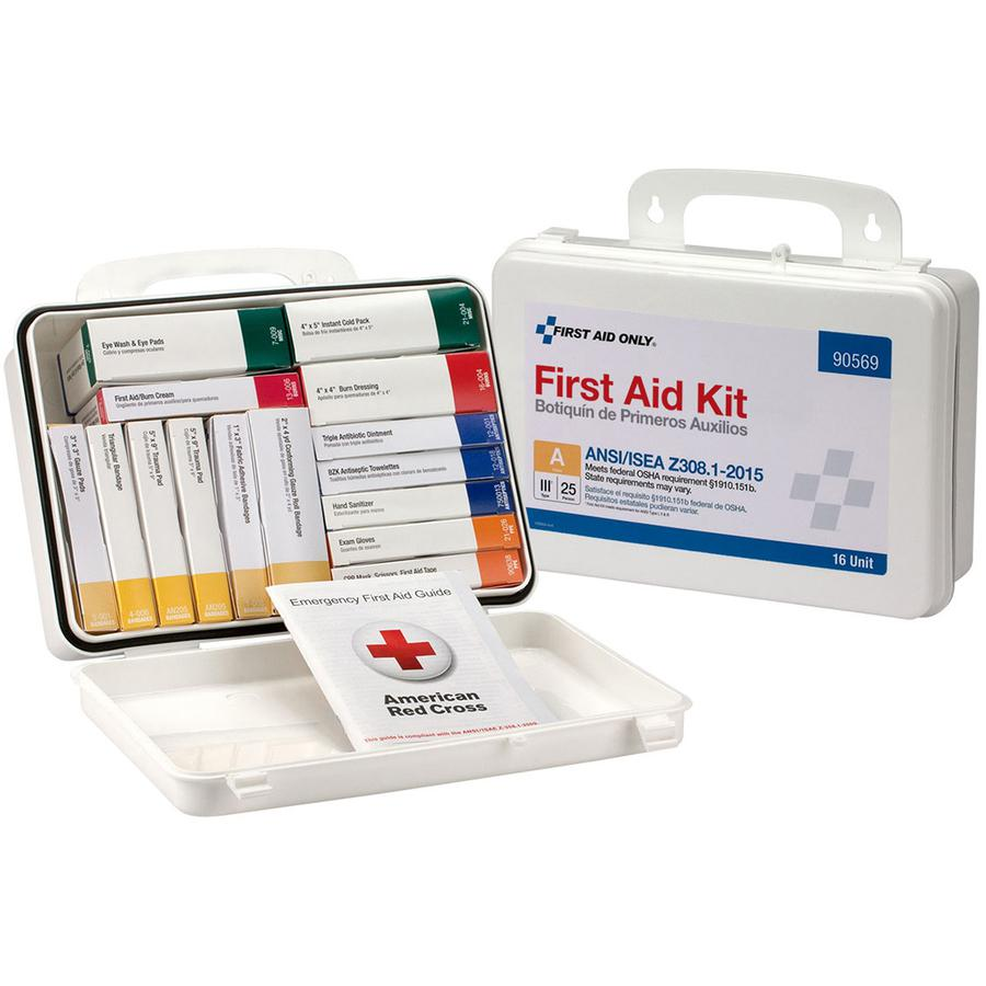 First Aid Only 25-Person Unitized Plastic First Aid Kit - ANSI Compliant - 84 x Piece(s) For 25 x Individual(s) - 2.4" Height x 6.3" Width9" Length - Plastic Case - 1 Each - USA Medical Supply