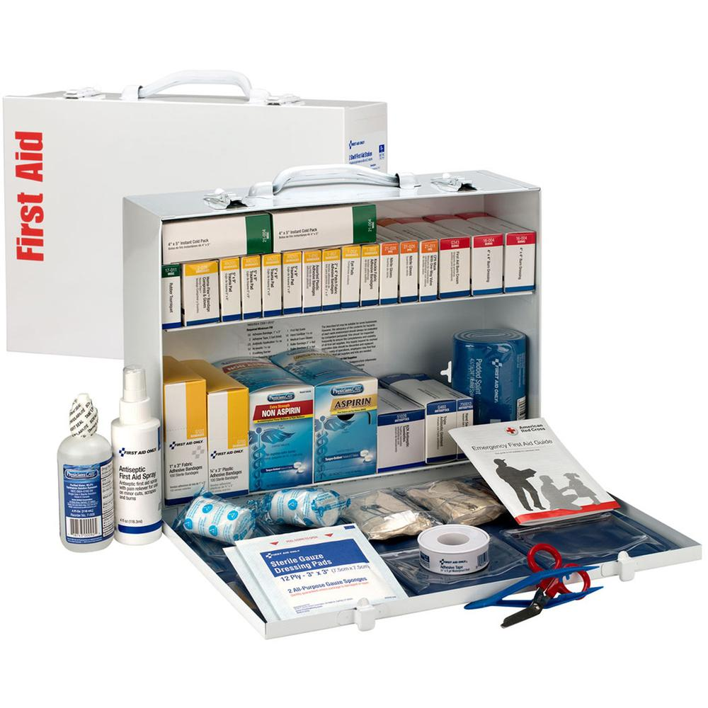 First Aid Only 2-Shelf First Aid Cabinet with Medications - ANSI Compliant - 446 x Piece(s) For 75 x Individual(s) - 11" Height x 15.3" Width x 4.5" Depth Length - Steel Case - 1 Each - USA Medical Supply