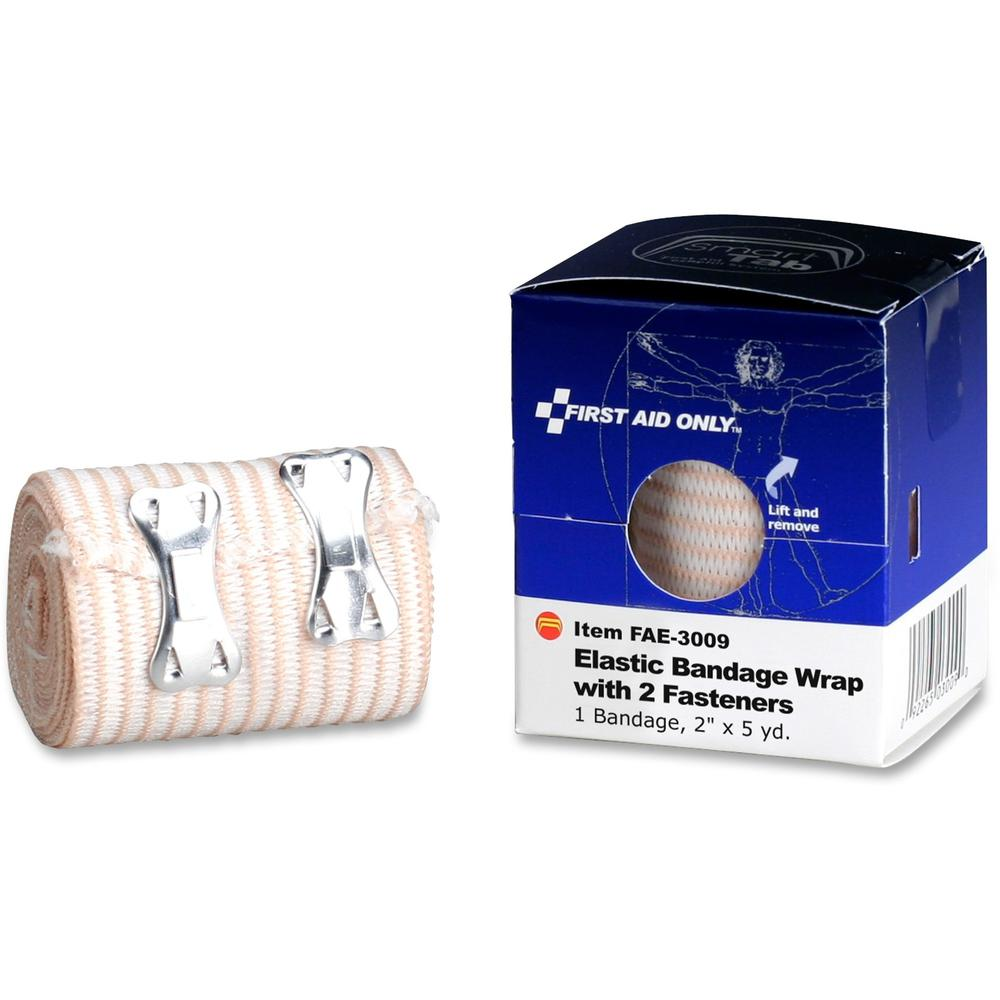 First Aid Only 2-Fastener Elastic Bandage Wrap - 2" x 15 ft - 1/Box - Tan - USA Medical Supply