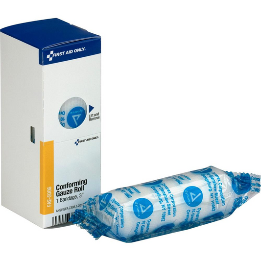 First Aid Only 3" Gauze Roll Bandage - 3" x 12 ft - 1/Box - White - USA Medical Supply