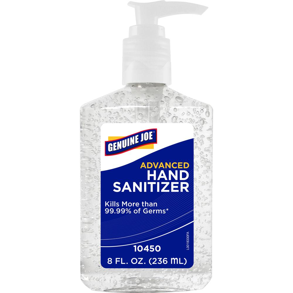 Genuine Joe Hand Sanitizer - 8 oz - Pump Bottle Dispenser - Hand - Clear - 1 Each - USA Medical Supply