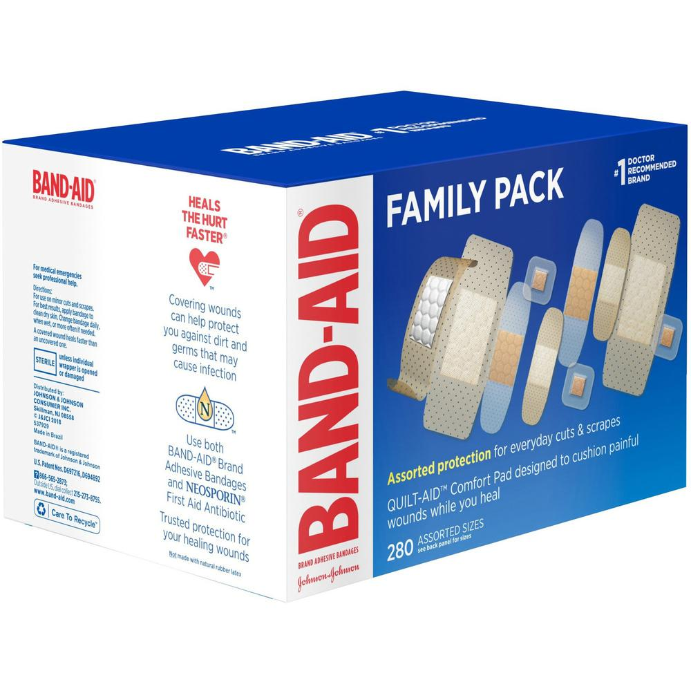 Band-Aid Adhesive Bandages Family Variety Pack - 280/Box - White - USA Medical Supply
