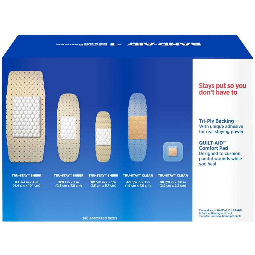 Band-Aid Adhesive Bandages Family Variety Pack - 280/Box - White - USA Medical Supply
