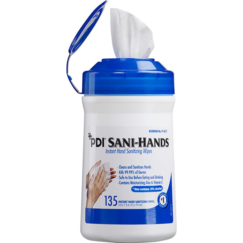Nice-Pak Sani-Hands Hand Wipes - 6" x 7.50" - White - Antimicrobial, Presaturated, Resealable - For Hand - 12 / Carton - USA Medical Supply