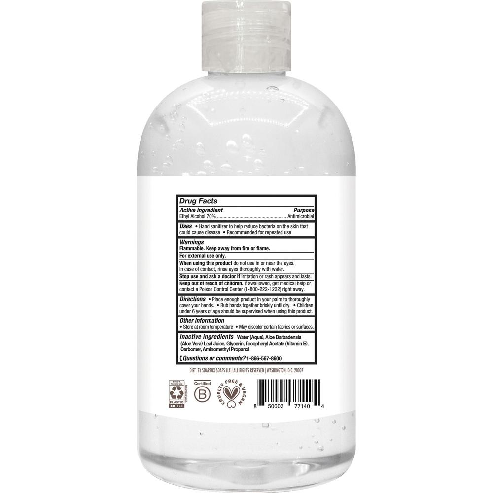 Soapbox Hand Sanitizer - 12 fl oz (354.9 mL) - Pump Bottle Dispenser - Kill Germs - Hand - Clear - 15 / Carton - USA Medical Supply