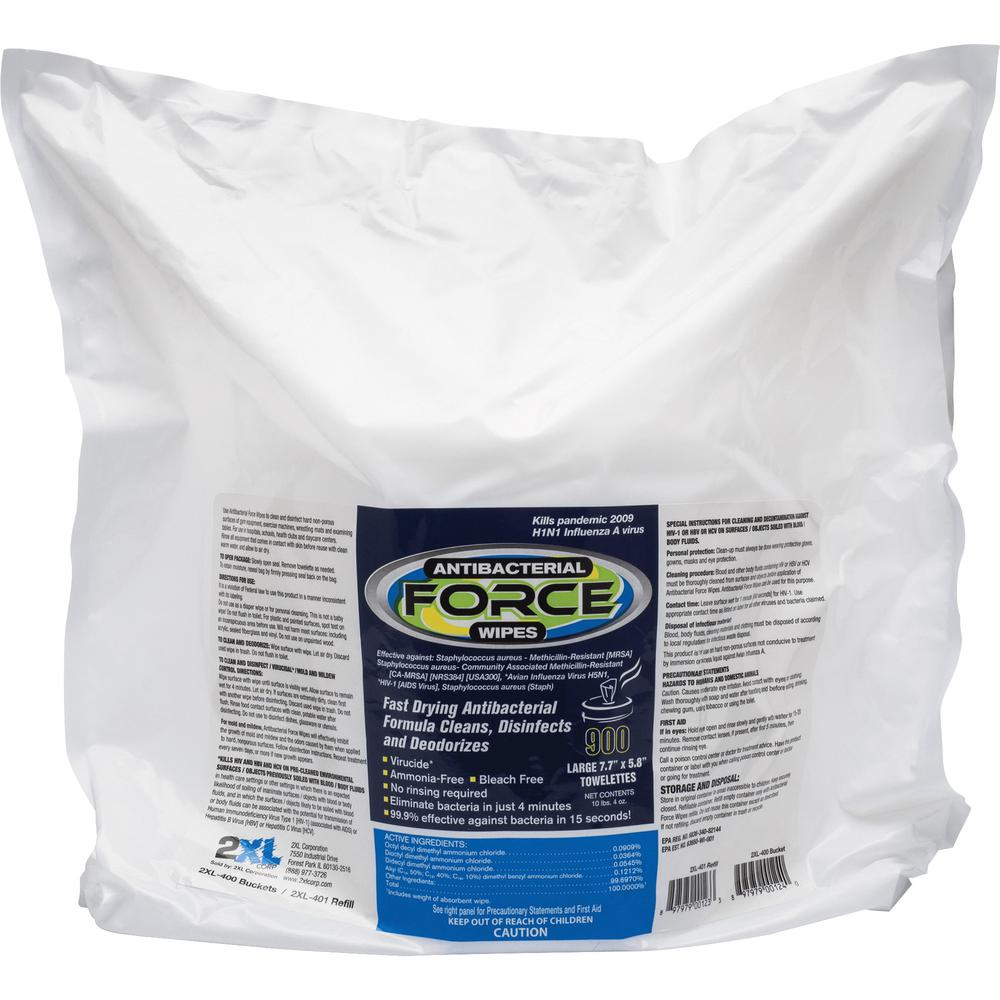 2XL Antibacterial Force Wipes Bucket Refill - White - USA Medical Supply