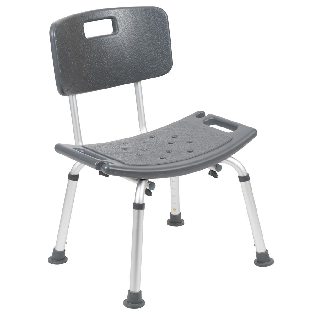HERCULES Series Tool-Free and Quick Assembly, 300 Lb. Capacity, Adjustable Gray Bath & Shower Chair with Back - USA Medical Supply