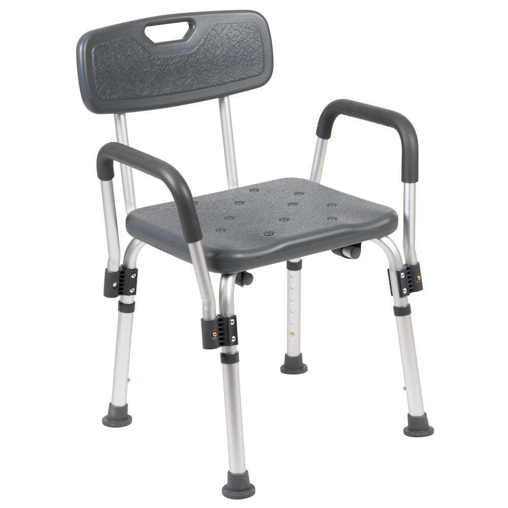 HERCULES Series 300 Lb. Capacity, Adjustable Gray Bath & Shower Chair with Depth Adjustable Back - USA Medical Supply
