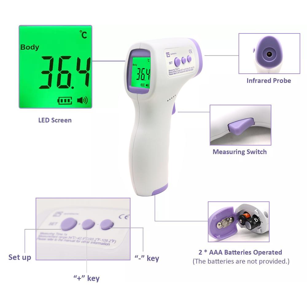 LCD Screen Digital No-Contact Forehead Infrared Forehead Thermometer – USA  Medical Supply