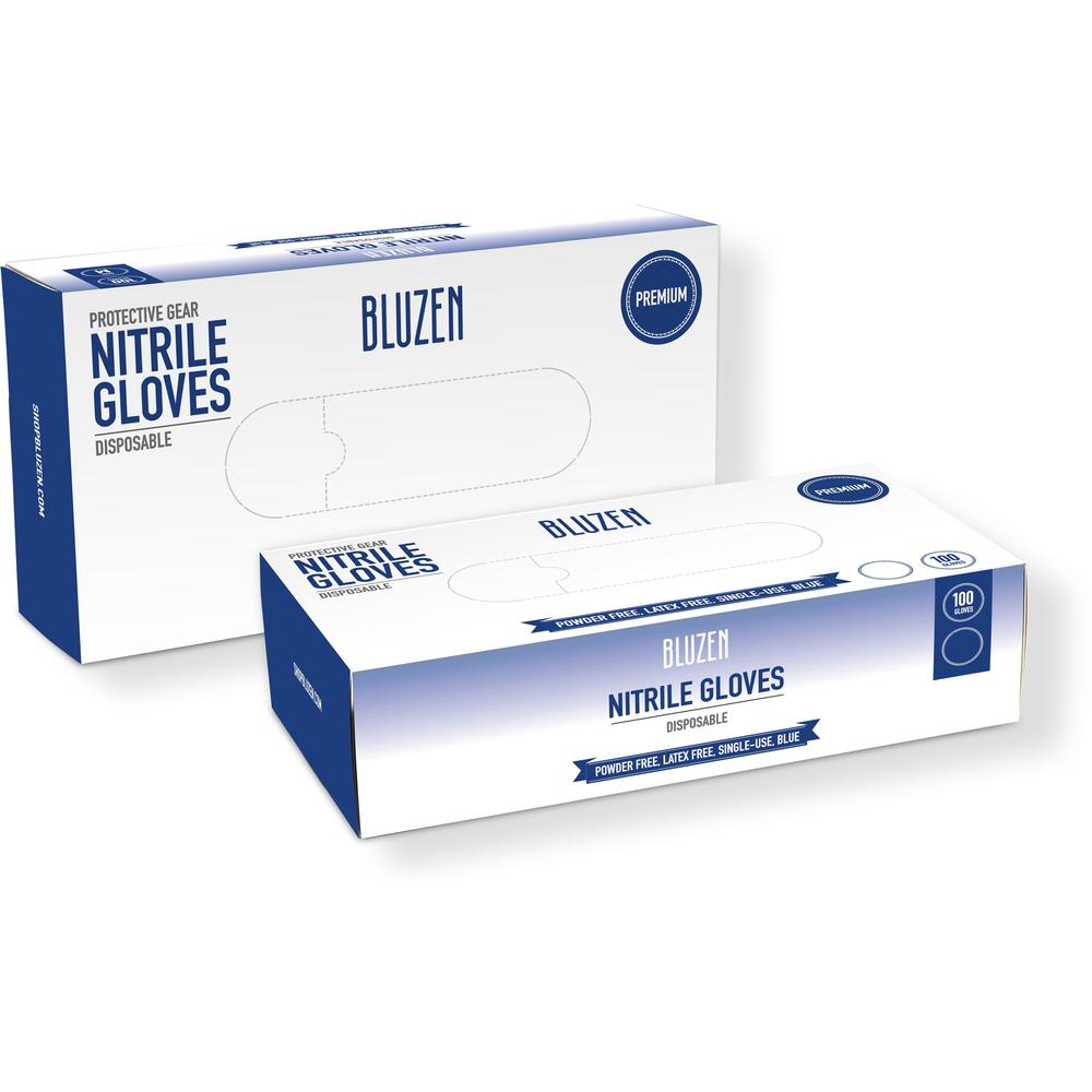 Afflink Blue Nitrile Gloves - Allergy Protection - Large Size - For Right/Left Hand - Blue - Tear Resistant, Rip Resistant, Comfortable - For Sanitation, Healthcare Working, Janitorial Use - 100 / Box - USA Medical Supply