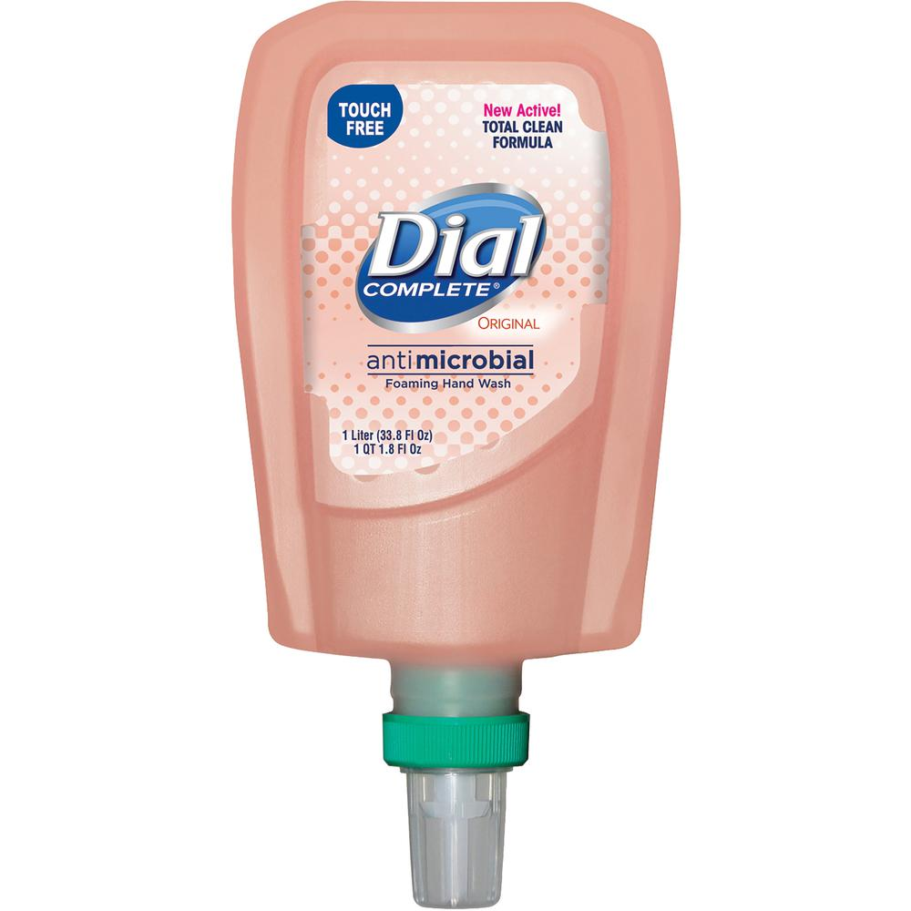 Dial FIT TouchFree Refill Antimicrobial Soap - 33.8 fl oz (1000 mL) - Touchless Dispenser - Kill Germs - Hand - Peach - Non-drying - 3 / Carton - USA Medical Supply