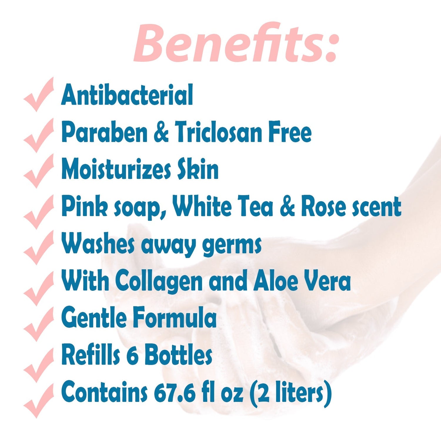 (Pack 4) Superpharma Liquid Hand Soap Refill, Tea & Roses, 256 oz - USA Medical Supply