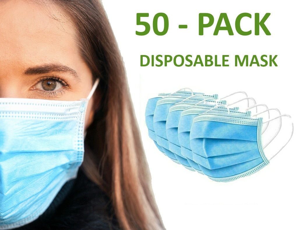 Disposable Face Mask 3 Layer - Box of 50 - USA Medical Supply