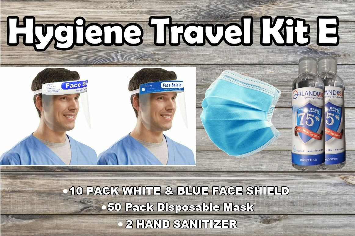 Hygiene Travel Kit 50 Masks+ 10 Face Shield + - USA Medical Supply