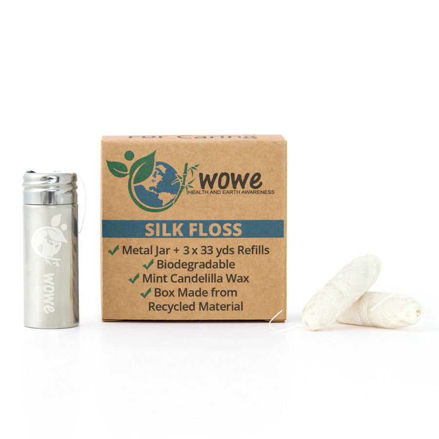 Silk Dental Floss w/ Refillable Stainless Steel Container - USA Medical Supply